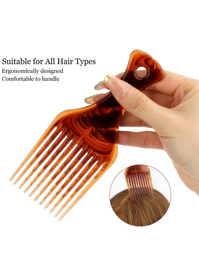 2 Pack Amber Smooth Hair Pick Comb, Lift Detangle Styling Tool for Curly Thick Medium Long Hair Men Women - Image 3