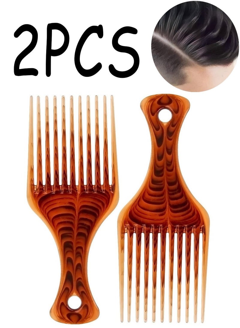 2 Pack Amber Smooth Hair Pick Comb, Lift Detangle Styling Tool for Curly Thick Medium Long Hair Men Women - Image 1