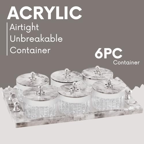 Nabhya Acrylic Unbreakable Multipurpose Airtight Dry Fruit Container Set With Lid & Serving Tray | Plastic Transparent Storage Box (White, Pack of 6) - Image 2