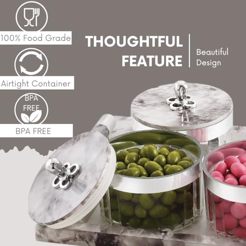 Nabhya Acrylic Unbreakable Multipurpose Airtight Dry Fruit Container Set With Lid & Serving Tray | Plastic Transparent Storage Box (White, Pack of 6) - Image 3