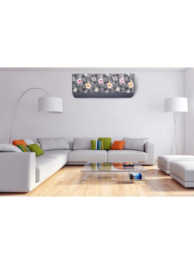 Da Anushi Split Ac Cover Indoor Unit For 2 Ton Capacity Ac, All Weather Polyester Cover / Attractive Digital Prints / Dustproof / Water Resistant Ac Cover (Grey Flower) - Image 3