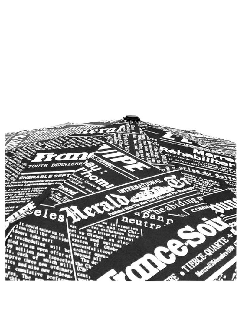 Stylish Newspaper Print 3-Fold Umbrella with 8 Ribs, Windproof and UV Protection, Ideal for Men and Women on the Go - Image 4