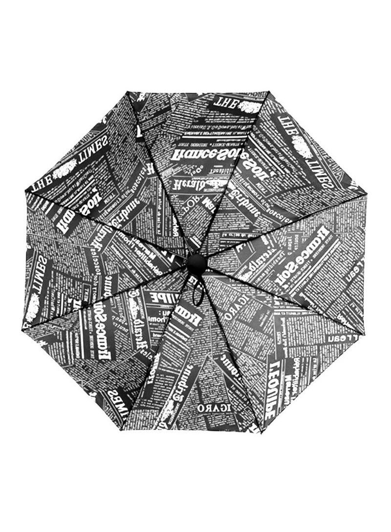 Stylish Newspaper Print 3-Fold Umbrella with 8 Ribs, Windproof and UV Protection, Ideal for Men and Women on the Go - Image 2