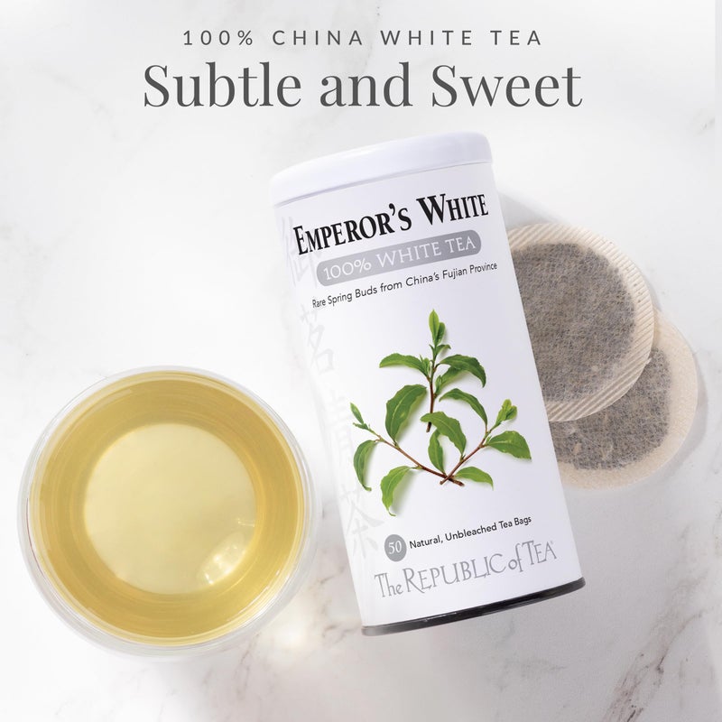 The Republic of Tea - Emperor's 100% White Tea, Zero Calorie, Sugar-Free, Carb-Free, 50 Tea Bag Tin - Image 2