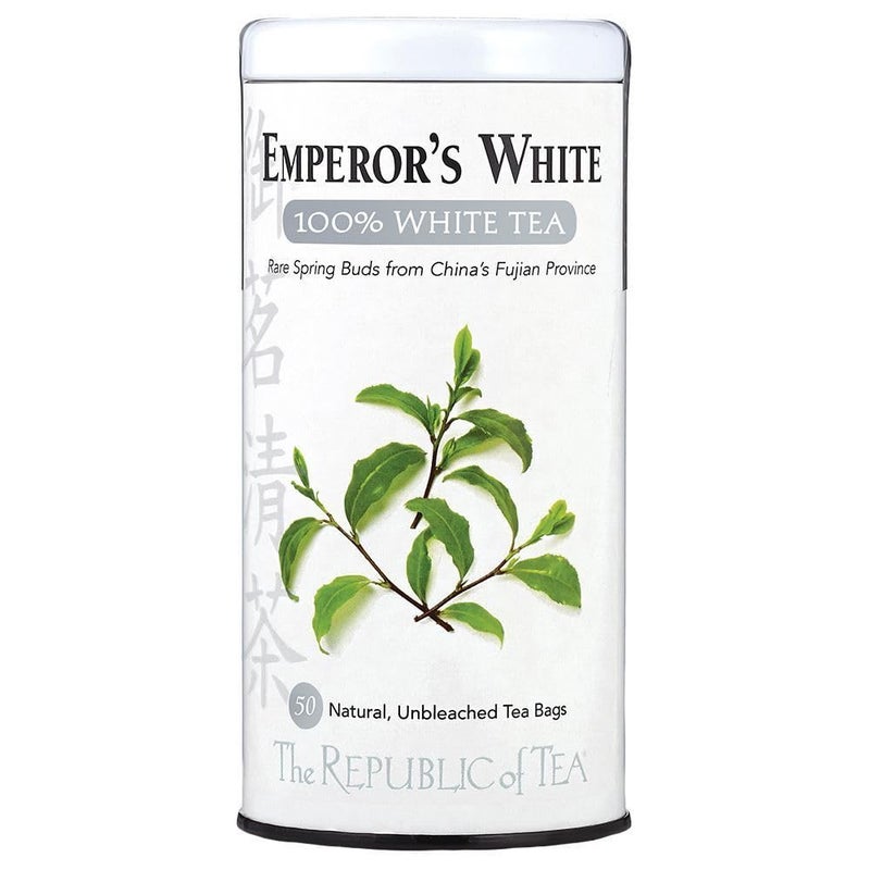 The Republic of Tea - Emperor's 100% White Tea, Zero Calorie, Sugar-Free, Carb-Free, 50 Tea Bag Tin - Image 1