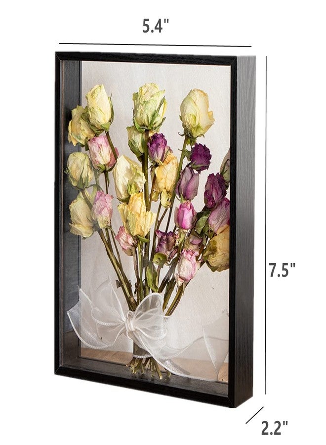 ليويوبي صندوق عرض زجاجي أسود بإطار 5x7، صندوق ذكريات خشبي يُوضع على الطاولة، عمق داخلي 1.6 بوصة، مناسب للصور المجمعة والميداليات والتذاكر والمجموعات التذكارية والزهور المجففة. - Image 2