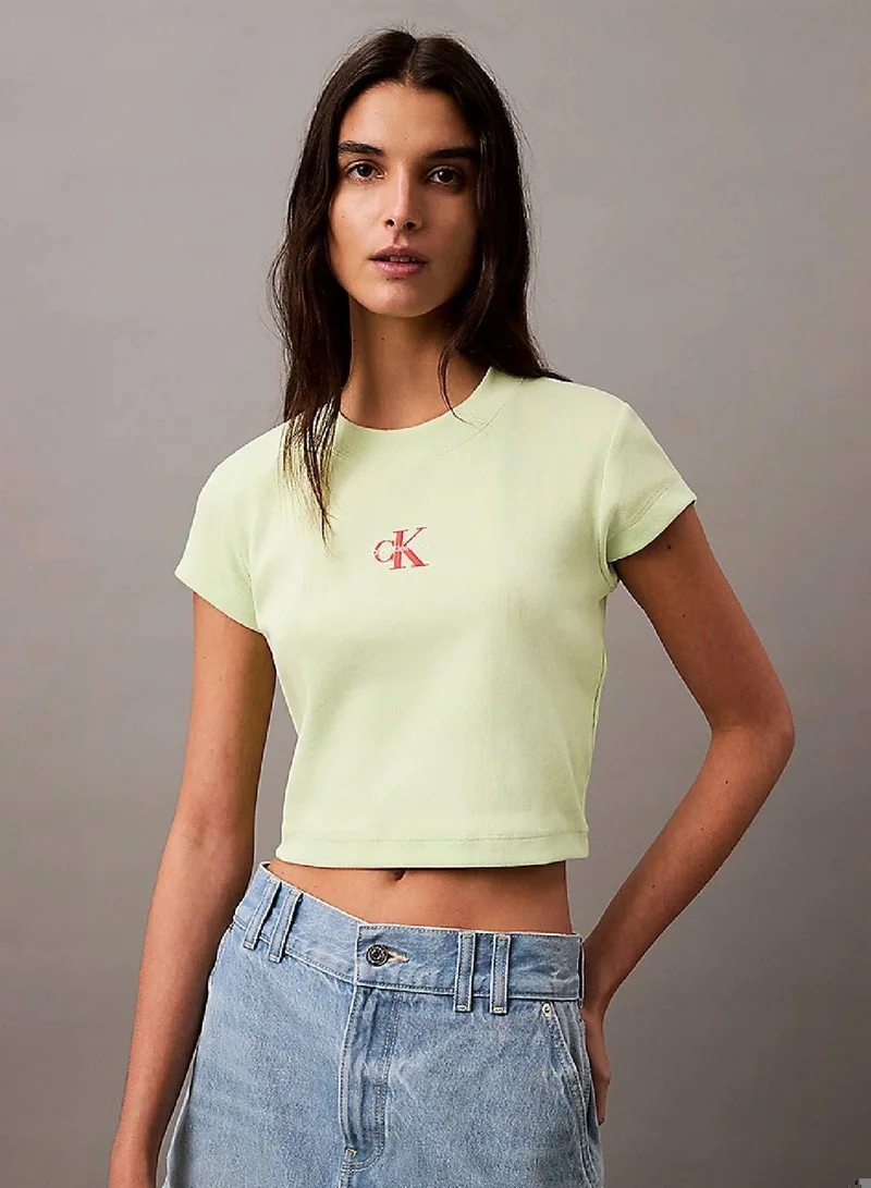 Calvin Klein Jeans Butterfly Slim Cropped Monogram T-Shirt for Women | Best Price UAE