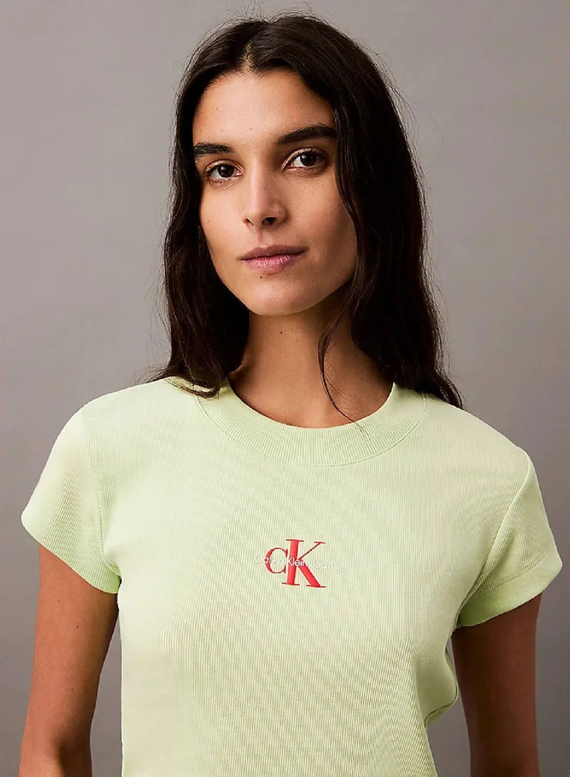 Calvin Klein Jeans Butterfly Slim Cropped Monogram T-Shirt for Women | Best Price UAE