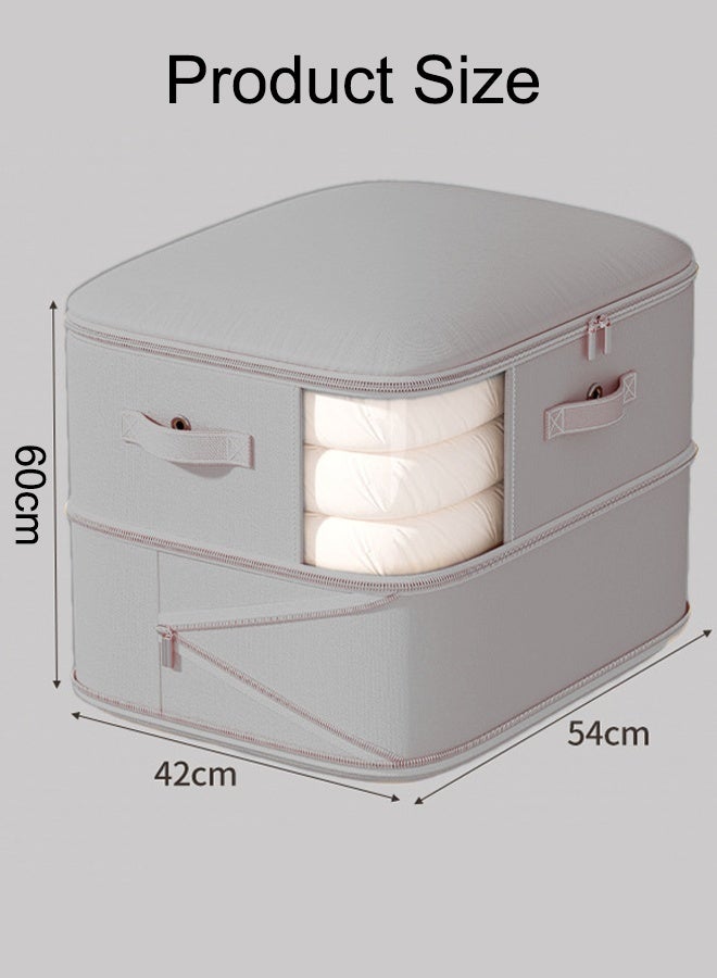 2/4PCS Closet Storage Box Closet Container Organizer  Packing Cube Extra Large Compression Sealer Bags Ultra Space Saving Self Compression Organizer Large Capacity Wardrobe Clothes Storage Box With Clear Window for Blanket, Bedding, Clothes, Comforter  - Image 2