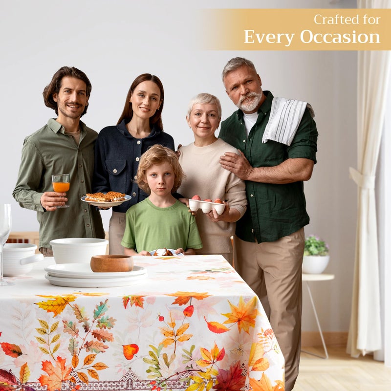 Maison d' Hermine 100% Cotton Table Cover - 60""x120"" Rectangle Decorative Tablecloth - Washable Tablecloths for Dining  Home  Farmhouse & Party - for Thanksgiving & Christmas - Amarante Collection - Image 5