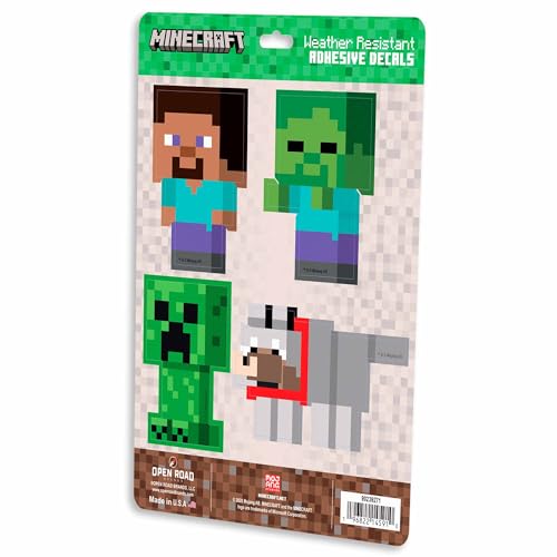 Open Road Brands Minecraft Characters Adhesive Vinyl Decal Sticker Set - Fun Minecraft Stickers for Car, Water Bottle or Laptop, 1 Pack (4 Count) - Image 2