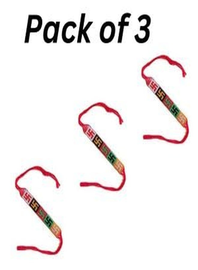 JAIN life Swastik hand Band Fashion Bracelet For Girls and Boys with Colourfill Swastik (Red) Pack of 3 - Image 3