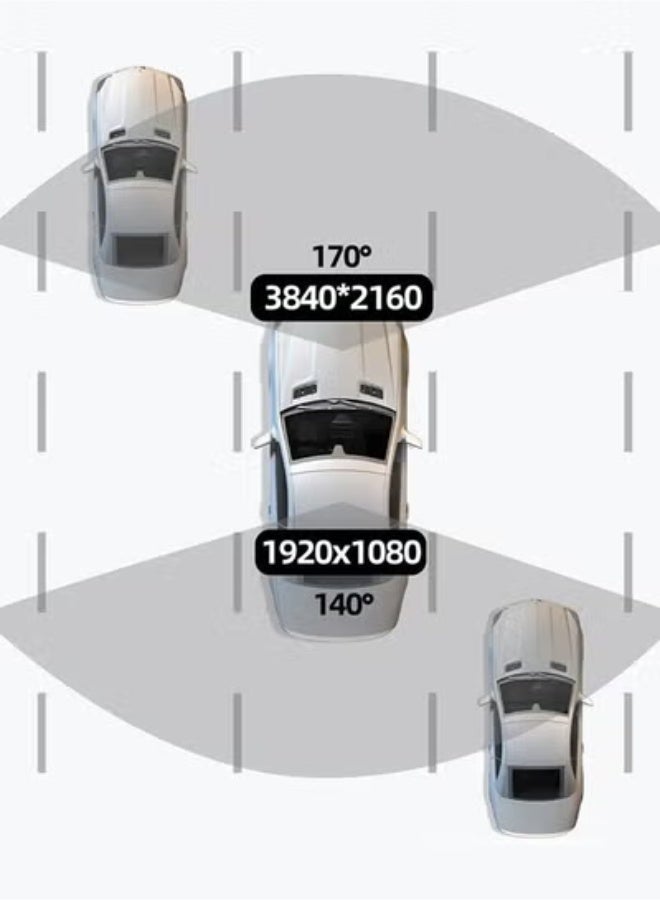 ديقيساند UHD 4K Dash Cam للسيارات الأمامية والخلفية العدسة المزدوجة الأمامية 3840 * 2160P العدسة الخلفية 128GB بطاقة مدمجة في واي فاي G- الاستشعار مع GPS سيارة DVR مسجل فيديو 24H رصد وقوف السيارات - Image 3