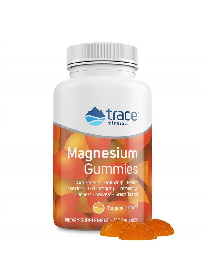 Trace Minerals I Magnesium Gummies (120 Ct) Low Sugar | for Kids & Adults | Tangerine - Image 1