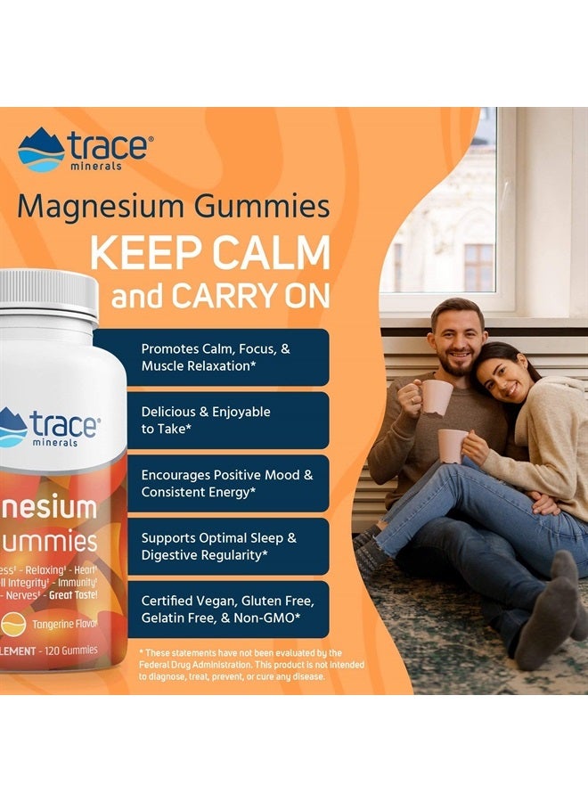 Trace Minerals I Magnesium Gummies (120 Ct) Low Sugar | for Kids & Adults | Tangerine - Image 2