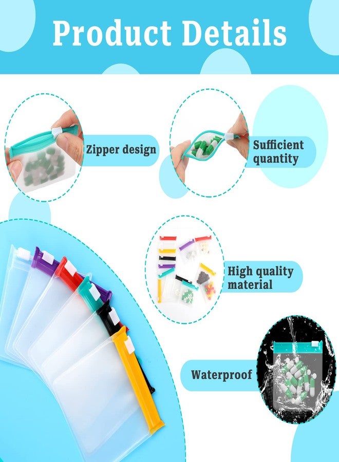 Sliverdew Zippered Pill Pouch Reusable Pill Pouch Bags Storage Pouches with Slide Lock Pill Bags Small Portable Pill Bag Travel Plastic Pill Bag with Slide Lock for Pills Small Items (12 Pieces) - Image 3