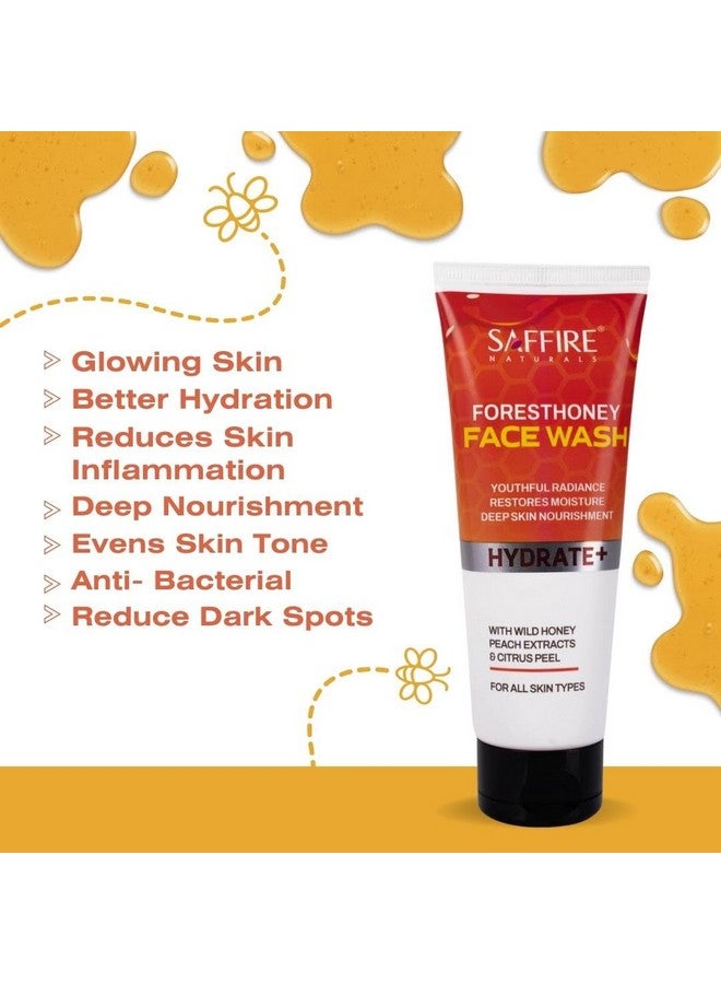 Saffire Naturals Forest Honey Face Wash | Moisturising | with Wild Honey, Peach Extracts & Lemon Peel | SLES & Paraben FREE | Pack of 2 - Image 2