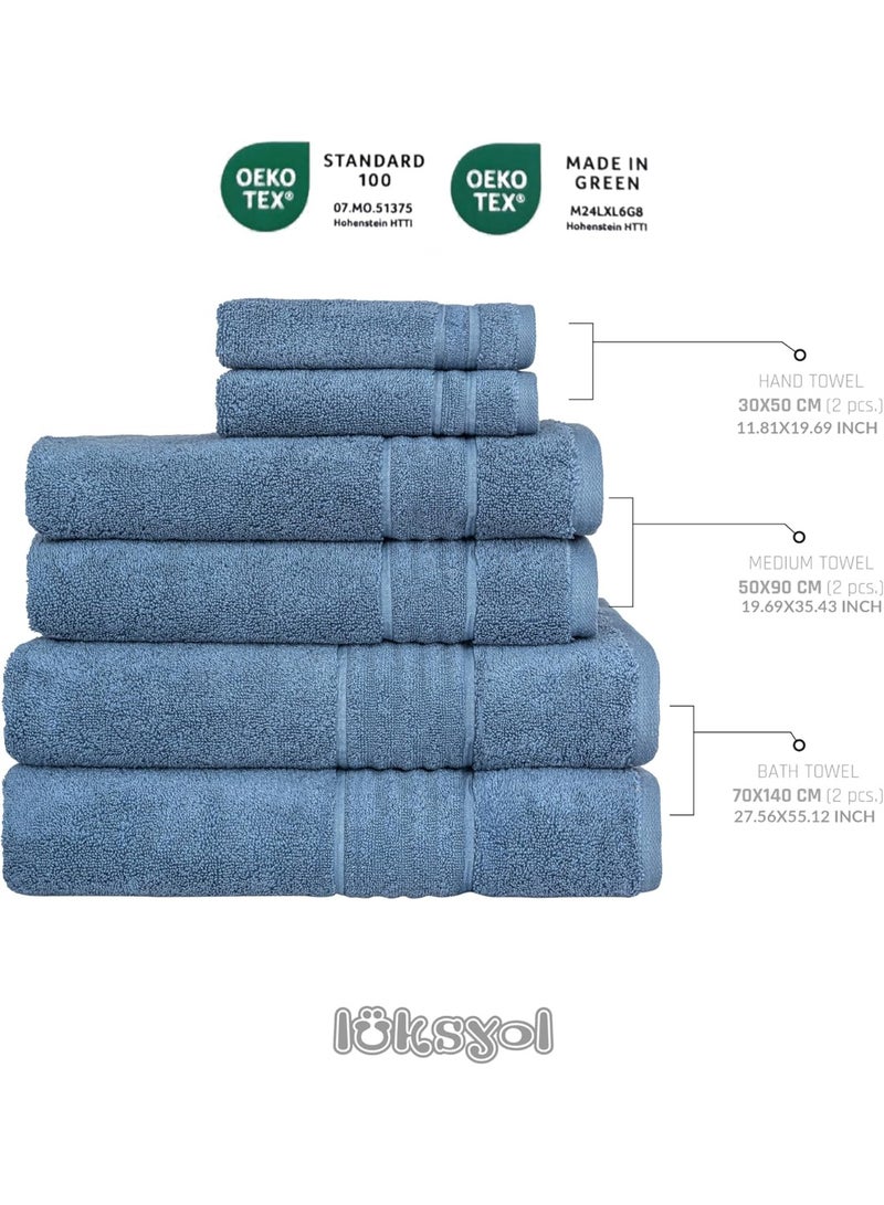 LuksYol Luxury Towel Set - 100% Pure Turkish Cotton - 600 GSM Premium Absorbent & Fluffy Towels - Ultra Soft & Gentle on Skin - Set of 6 (2 Bath 140x70cm, 2 Hand 50x70cm, 2 Wash 50x30cm) - Hotel & Spa Quality Towels - Oeko-Tex Certified (Made in Green & Standard 100) - Highly Absorbent & Quick Drying - Elegant Modern Design - Ideal for Daily Use, Gifting, or Guest Towels - Long-Lasting Durability with Soft Touch - Navy Blue - Premium Weaving for Luxurious Texture - Fade-Resistant & Machine Washable - Perfect for Bathroom, Gym, Spa & Travel - High-End Cotton Towels by LuksYol - Designed for Comfort & Style with a Premium Feel That Lasts Wash After Wash - Image 3