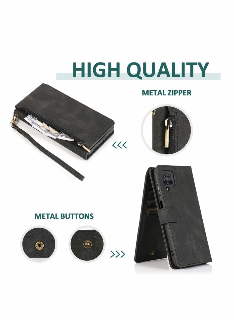 SYOSI Case for Samsung Galaxy A12  Wallet Zipper Leather Flip Cover Card Holder Cell Phone Cases - Image 4