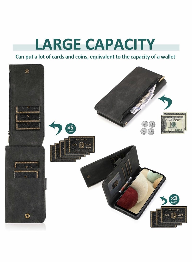 SYOSI Case for Samsung Galaxy A12  Wallet Zipper Leather Flip Cover Card Holder Cell Phone Cases - Image 2