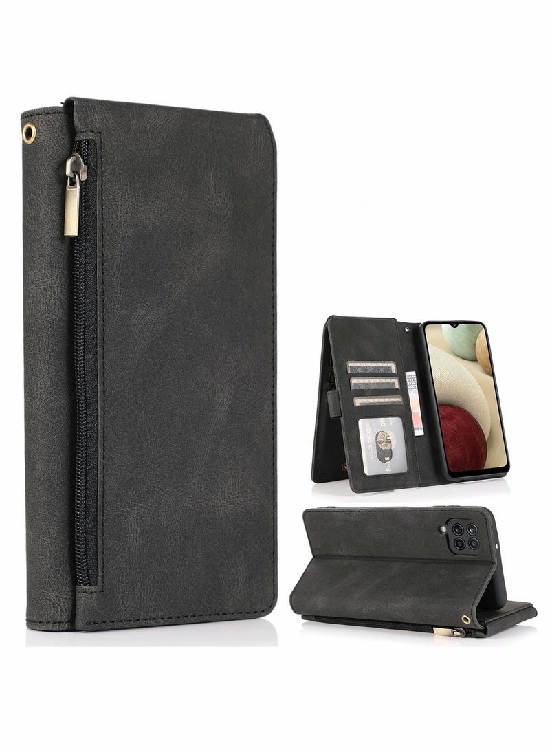 SYOSI Case for Samsung Galaxy A12  Wallet Zipper Leather Flip Cover Card Holder Cell Phone Cases - Image 1