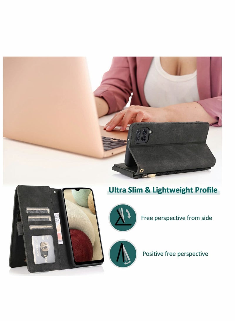 SYOSI Case for Samsung Galaxy A12  Wallet Zipper Leather Flip Cover Card Holder Cell Phone Cases - Image 3