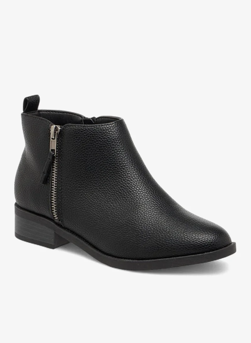 Solid Ankle Boots with Zip Closure