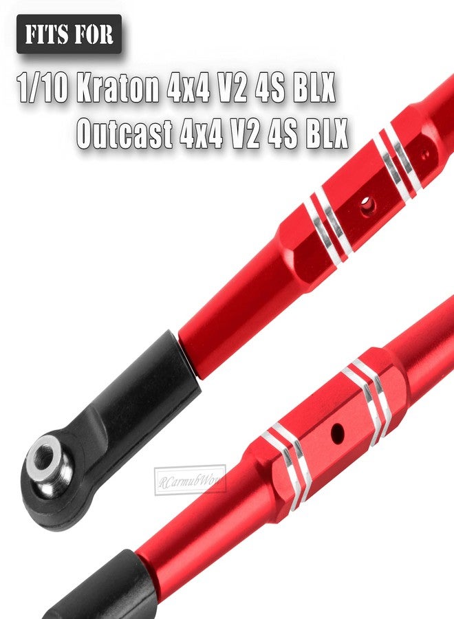 RcarmubWow RC Turnbuckles Tie Rods Linkage Set Upgrades Part for 1/10 Kraton 4x4 4S V2,Outcast 4x4 4S V2,Alloy Aluminium Turnbuckles Camber Links Steering Linkage Rod,Red - Image 2