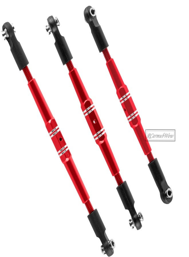 RcarmubWow RC Turnbuckles Tie Rods Linkage Set Upgrades Part for 1/10 Kraton 4x4 4S V2,Outcast 4x4 4S V2,Alloy Aluminium Turnbuckles Camber Links Steering Linkage Rod,Red - Image 3