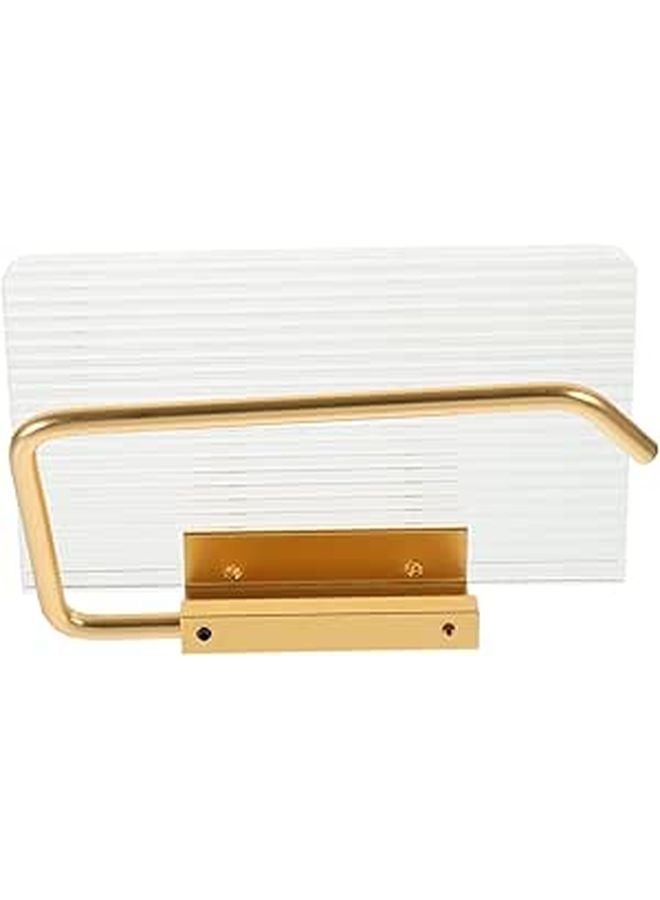Gold Adhesive Acrylic Toilet Paper Holder with Shelf Bathroom Roll Dispenser Storage Organizer - Image 1