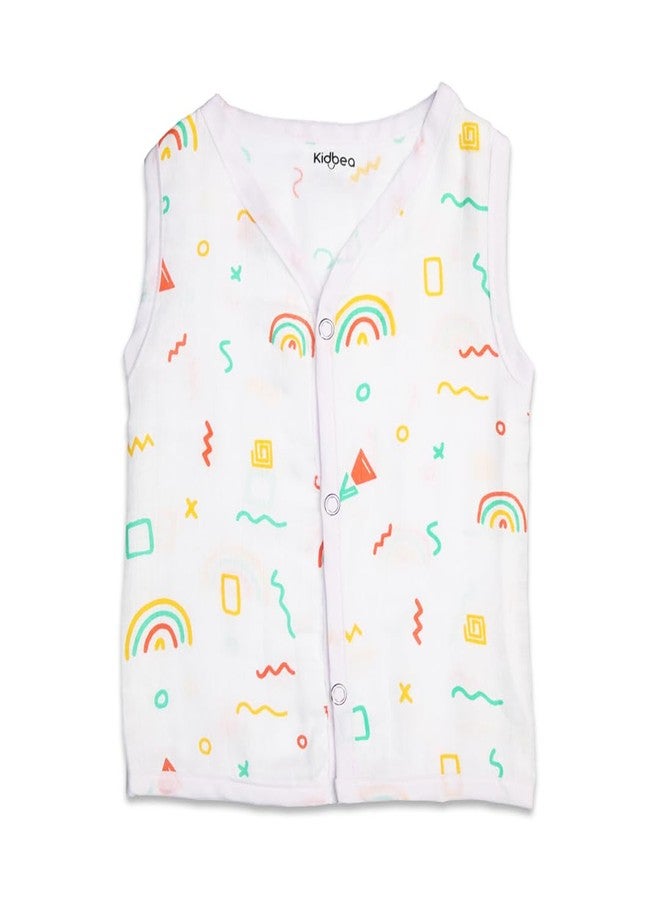 Kidbea 100% Cotton Muslin Jhabla | Summer Wear | Cloth for Baby Boys Space| Rainbows | Mickey Print | Pack of 3 (New Born to 3 Months) - Image 2