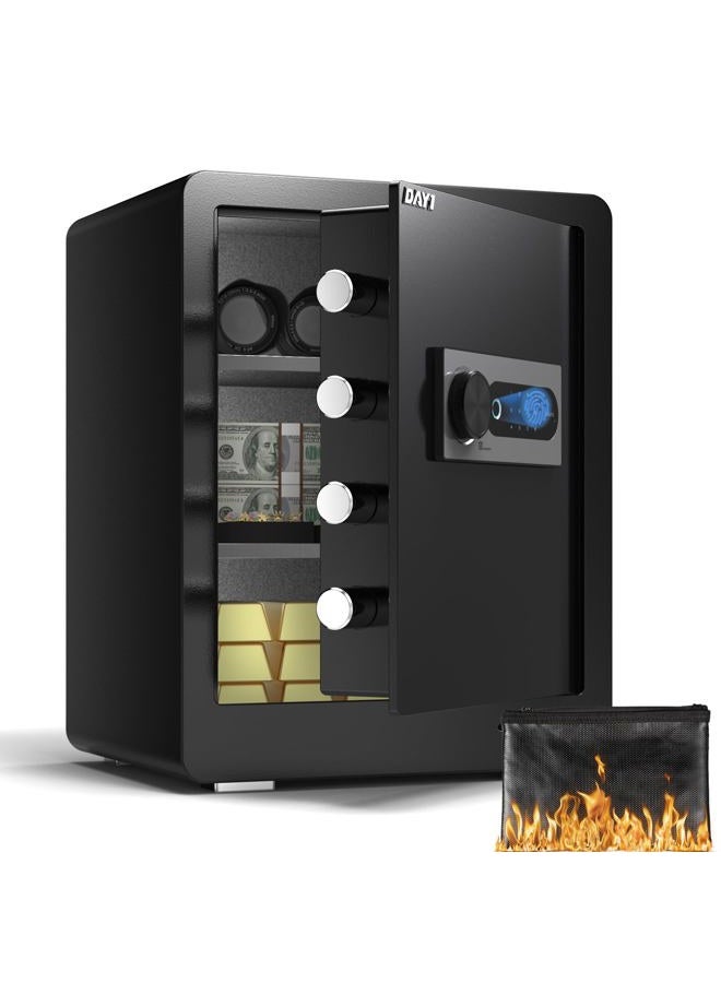 Dayi Biometric Fingerprint Safe Box, 2.0 Cubic Feet Home Safes with Fireproof Bag, Digital Touchpad Security Safe for Money Cash Documents, Dual Alarm System - DF-45 Plus - Image 1