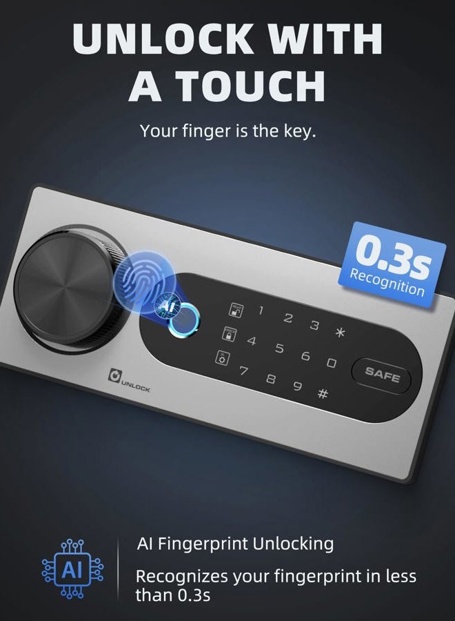 Dayi Biometric Fingerprint Safe Box, 2.0 Cubic Feet Home Safes with Fireproof Bag, Digital Touchpad Security Safe for Money Cash Documents, Dual Alarm System - DF-45 Plus - Image 2