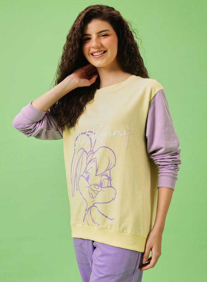 Clovia Lola Bunny Light Yellow Cotton Sweatshirt - Image 2