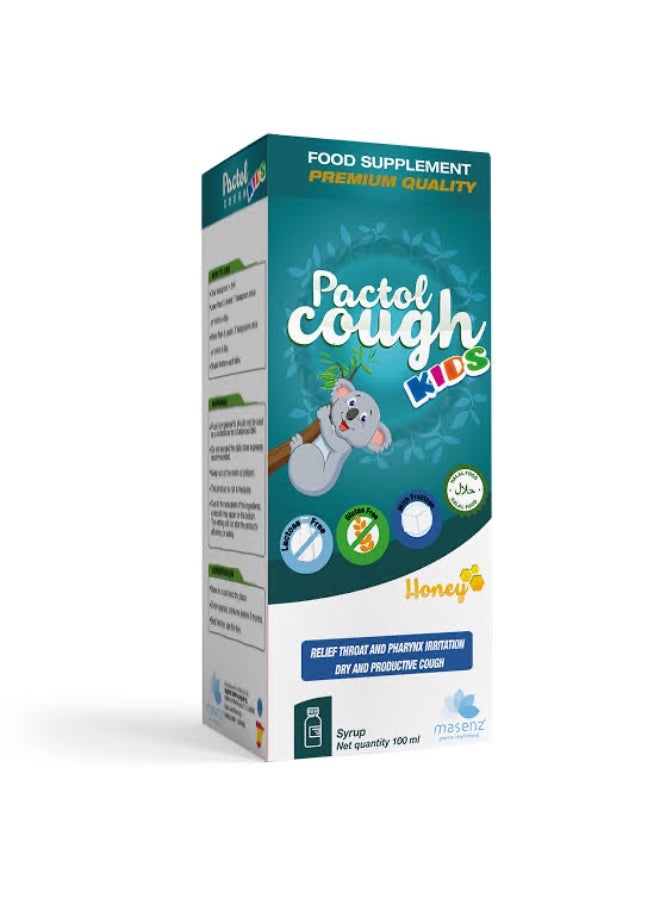 Pactol Kids Cough Syrup with Honey, 100ml - Food Supplement for Throat Irritation