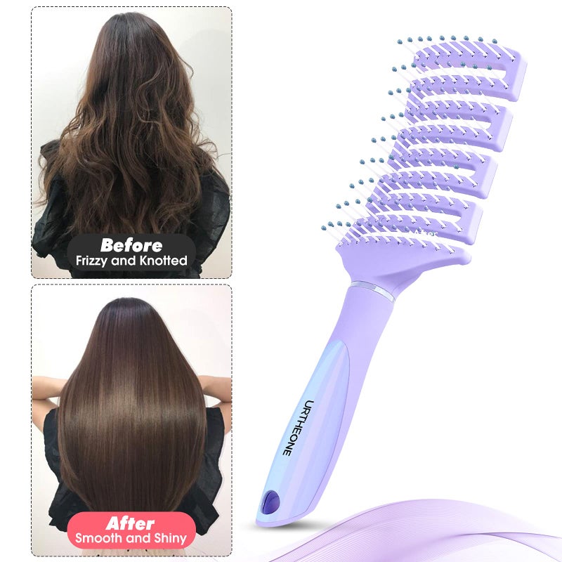 URTHEONE Hair Brush, Curved Vented Detangling Hair Brushes for Women Men Wet or Dry Hair,Faster Blow Drying Styling Professional Paddle Vent detangler brush for Curly Thick Wavy Thin Fine Long Short Hair - Image 4
