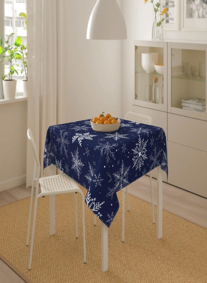 Sphragiyn Winter Tablecloth Square 54×54 Inch Blue Snowflake Xmas Table Cloth Water Resistant Fabric Table Covers for Kitchen Dining Party Home Decor - Image 5