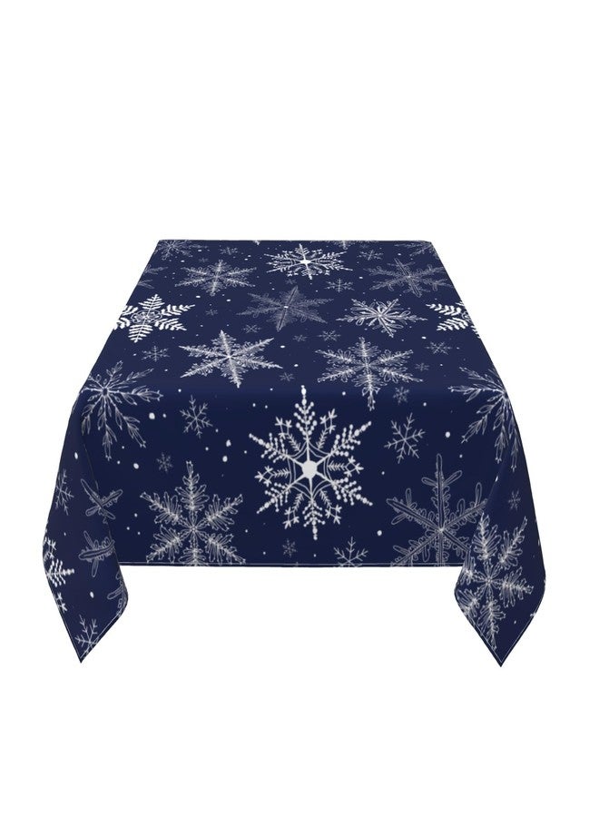 Sphragiyn Winter Tablecloth Square 54×54 Inch Blue Snowflake Xmas Table Cloth Water Resistant Fabric Table Covers for Kitchen Dining Party Home Decor - Image 3