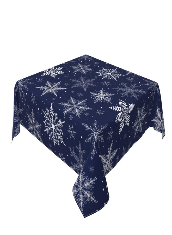 Sphragiyn Winter Tablecloth Square 54×54 Inch Blue Snowflake Xmas Table Cloth Water Resistant Fabric Table Covers for Kitchen Dining Party Home Decor - Image 2