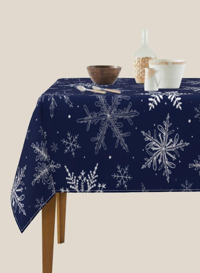 Sphragiyn Winter Tablecloth Square 54×54 Inch Blue Snowflake Xmas Table Cloth Water Resistant Fabric Table Covers for Kitchen Dining Party Home Decor - Image 4