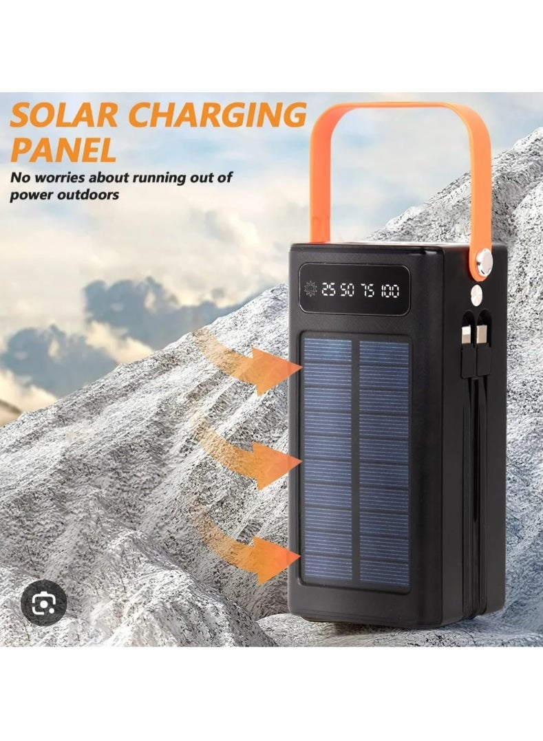 دينكس باور بانك شمسي بسعة 30000 مللي أمبير مع إضاءة LED ومخارج USB وType-C مناسب للرحلات والتخييم والطوارئ - Image 2