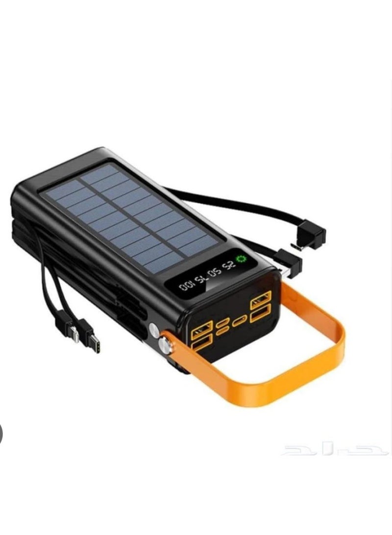 دينكس باور بانك شمسي بسعة 30000 مللي أمبير مع إضاءة LED ومخارج USB وType-C مناسب للرحلات والتخييم والطوارئ - Image 1