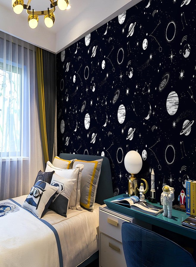 ReWallpaper ورق حائط مجرة من ReWallpaper، قابل للإزالة واللصق، مناسب لغرفة نوم المراهقين، وغرفة الدراسة، مقاس 17.5 بوصة × 23 قدمًا، مع ديكور كوكبي قابل للإزالة، وورق حائط مقاوم للماء بموضوع علم الفلك، مناسب لجدار الحمام المميز - Image 3