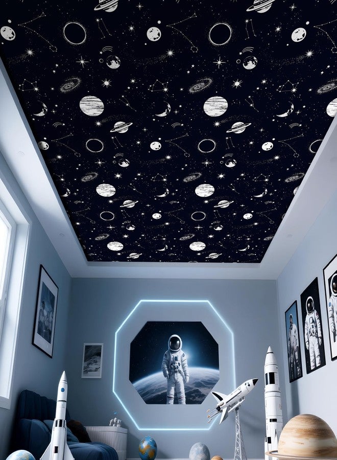 ReWallpaper ورق حائط مجرة من ReWallpaper، قابل للإزالة واللصق، مناسب لغرفة نوم المراهقين، وغرفة الدراسة، مقاس 17.5 بوصة × 23 قدمًا، مع ديكور كوكبي قابل للإزالة، وورق حائط مقاوم للماء بموضوع علم الفلك، مناسب لجدار الحمام المميز - Image 2