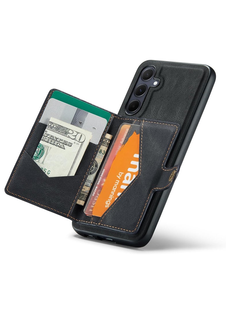 عام حافظة لهاتف Samsung Galaxy A35، غطاء قابل للفصل مع فتحات مغناطيسية للبطاقات والنقود، تدعم الشحن اللاسلكي، وتحتوي على حامل يعمل بشكل وظيفي لهاتف Samsung Galaxy A35 5G عام 2024. - Image 1