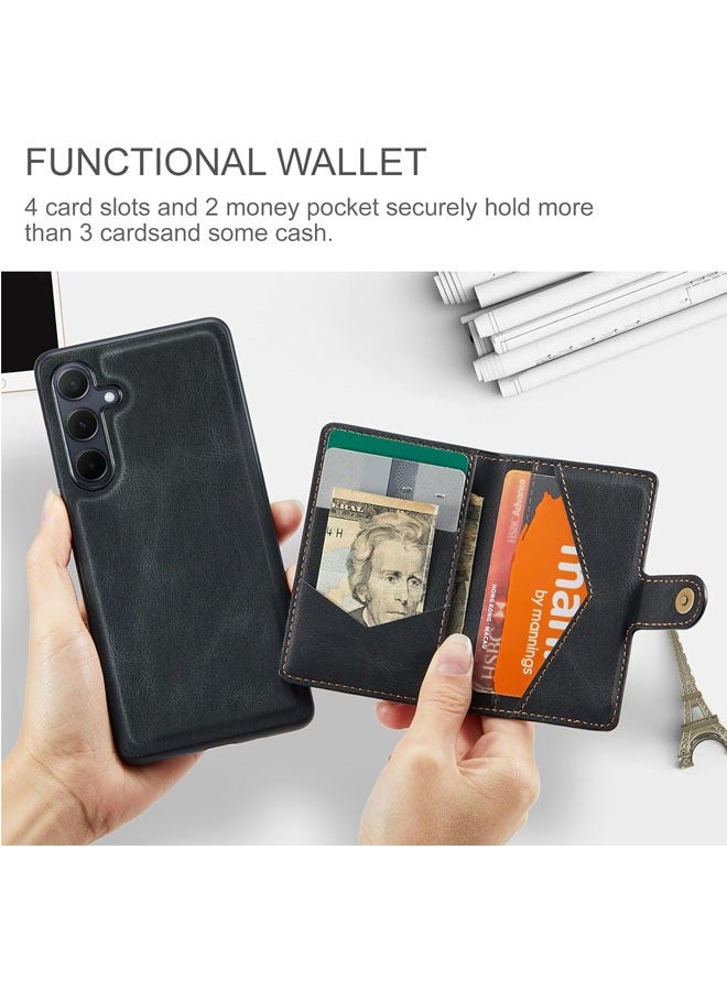 عام حافظة لهاتف Samsung Galaxy A35، غطاء قابل للفصل مع فتحات مغناطيسية للبطاقات والنقود، تدعم الشحن اللاسلكي، وتحتوي على حامل يعمل بشكل وظيفي لهاتف Samsung Galaxy A35 5G عام 2024. - Image 5