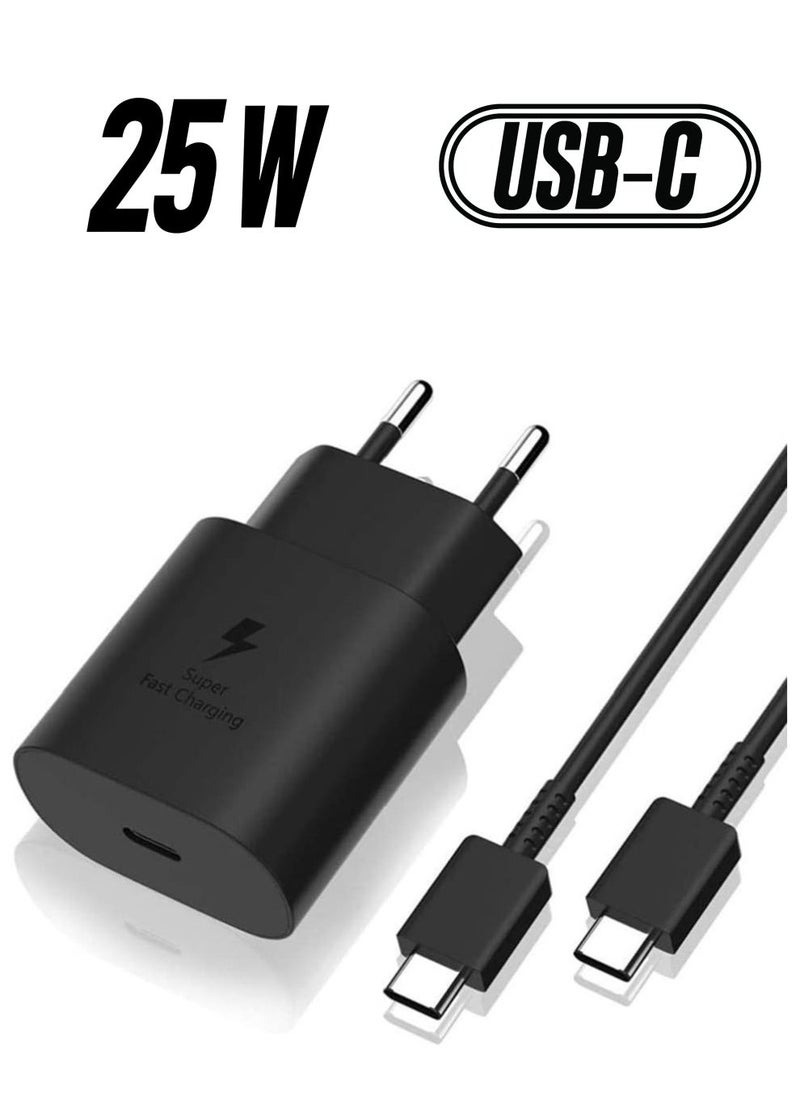 Raxoom Mobile Phone ChÃ¡rgÃ©rs For sÃ¡msung S21 NÃ³te 20 10 A70 Super Fast chÃ¡rgÃ©r cargador 25W adÃ¡pter For gÃ¡lÃ¡xy NÃ³te20 S20 A90 A80 S10 5G typeC Cable (only c to c cable black EU plÃºg) - Image 1