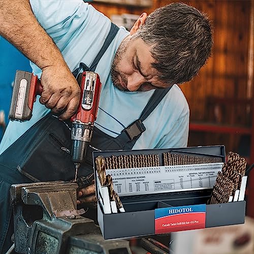 HIDOTOL 115PCS Cobalt Drill Bit Set M35 HSS for Hardened Steel Fractional 1/16"-1/2", Letter A - Z, Wire #1 - #60 with Indexed Metal Case - Image 5