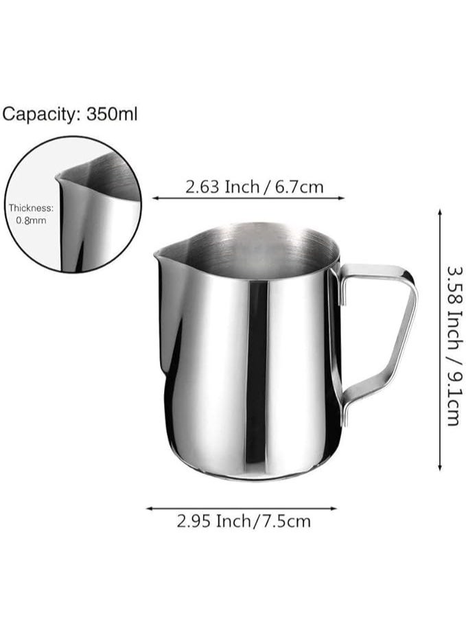 Stainless Steel Milk Frothing Pitcher, 350ml Measurement Scale, Coffee Barista Pouring Jug - Image 3