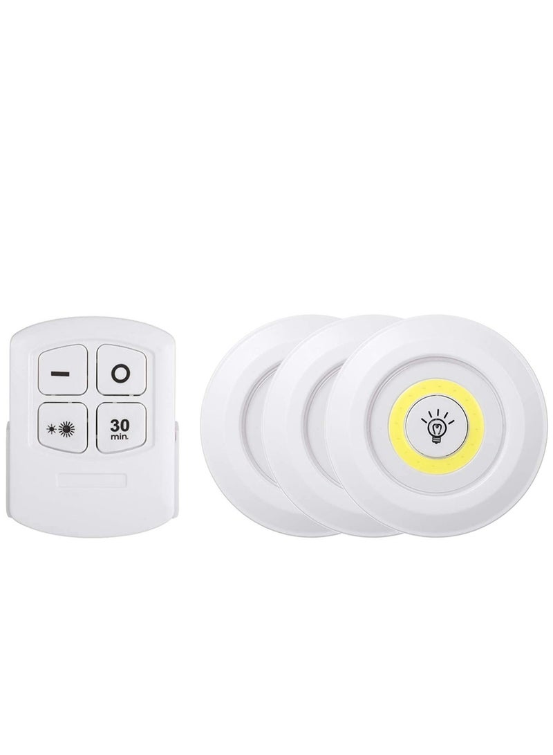ELTRAZONE 4.5v 1W COB LED Puck Light 3 Pack with Remote Controller Brightness Adjustable Wireless Dimmable Touch Sensor Control Night Lamp Under Cabinet Lighting Battery Powered Operated for Cabinet - Image 3